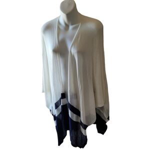 Chaps Poncho Wrap Shrug Navy and Ivory Stripe New with Tags Preppy Classic OS